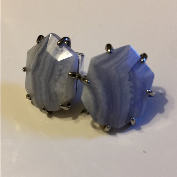 🚫EUC Kendra Scott Blue Lace Agate Morgans - Picture 2 of 3