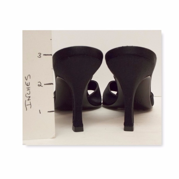 New ANNE KLEIN Crystal Embellished Knot Black Slide Heels Sandals from Italy 6.5 - Picture 7 of 7