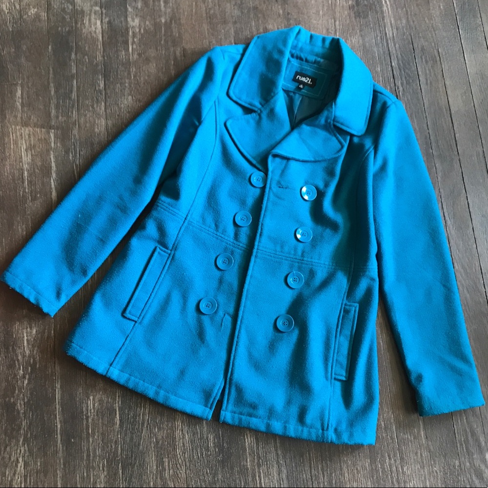 Teal pea coat