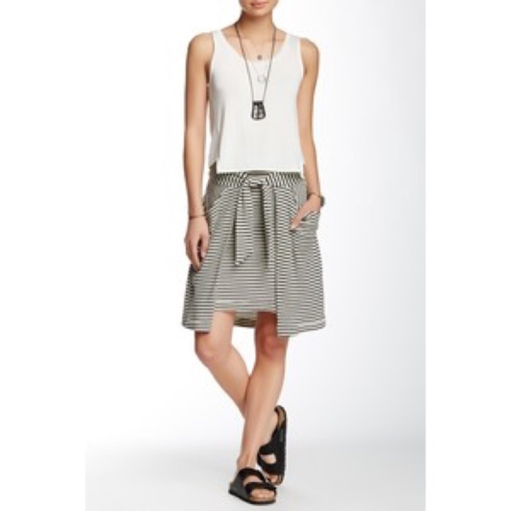 Free People "All Tied Up" Black/White Stripe Skirt