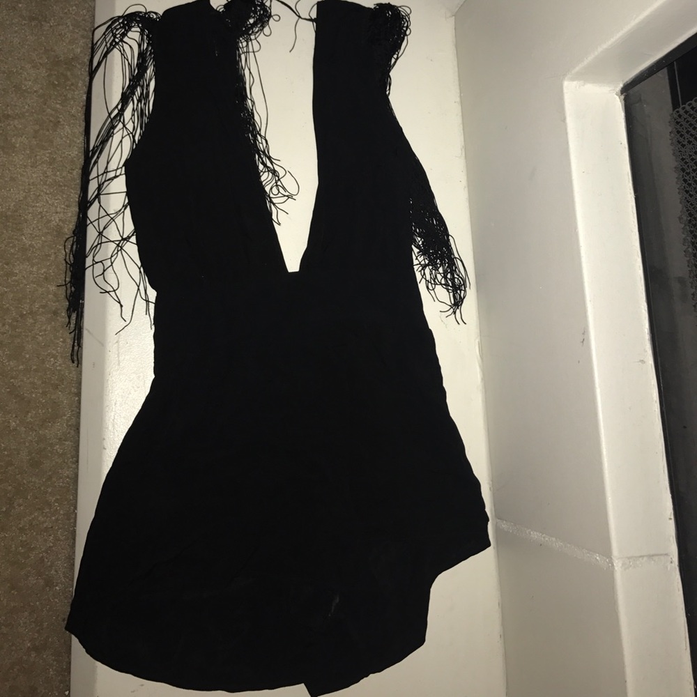 Black fringe romper