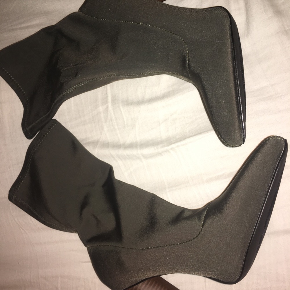 Olive green Sock ankle boots
