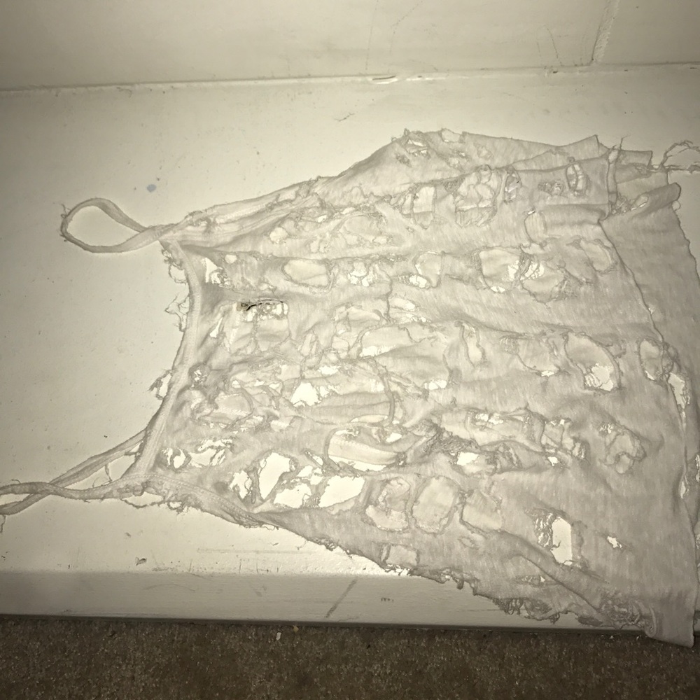 Distressed white cami