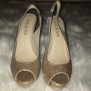 Guess sparkly peep toe pumps