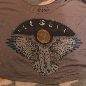 Owl and moon phase crop tee