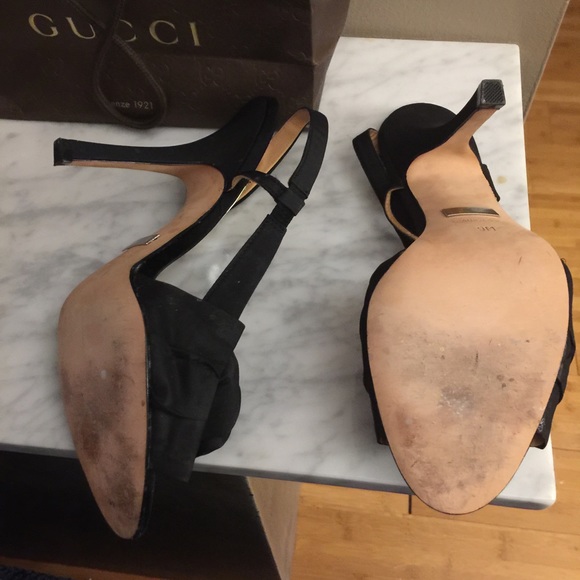 *SOLD ** Badgley Mischka Black Peep Toe Slingbacks - Picture 5 of 7