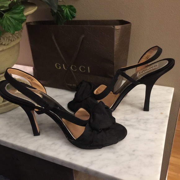 *SOLD ** Badgley Mischka Black Peep Toe Slingbacks - Picture 7 of 7