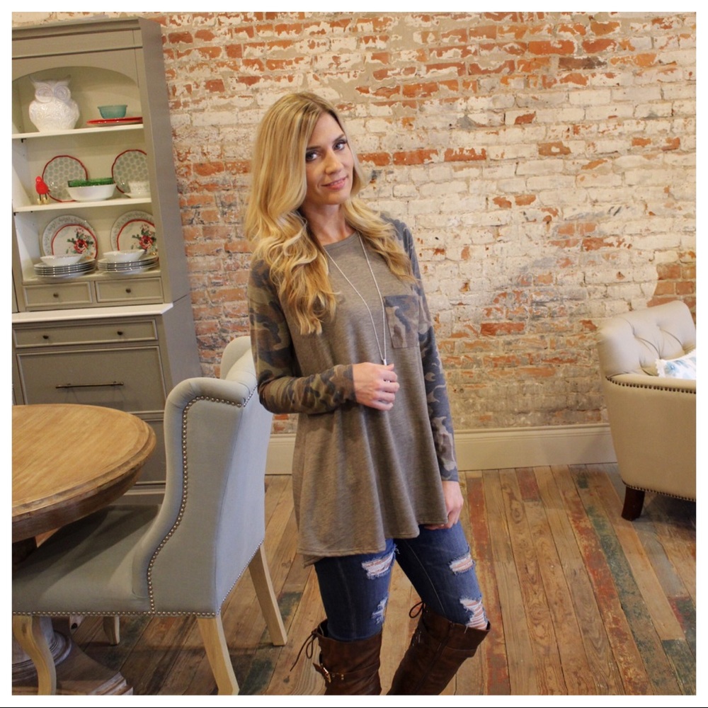 Mocha camo contrast tunic - Picture 2 of 3