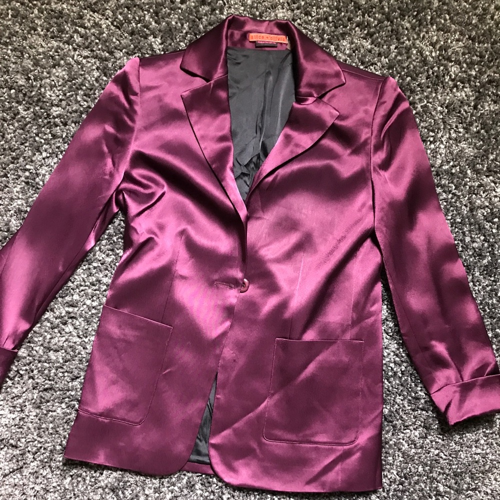 Alice + Olivia - Purple Satin Blazer