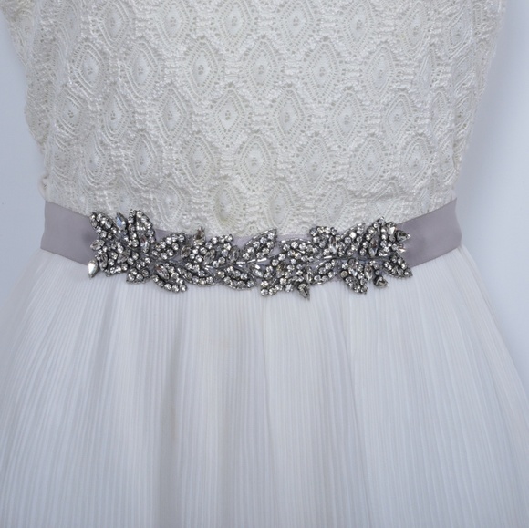 Bridal wedding sash belt with rhinestone crystals - Picture 2 of 3