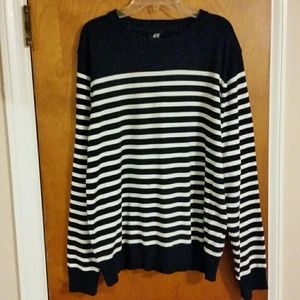 Navy Blue Crewneck Sweater Striped