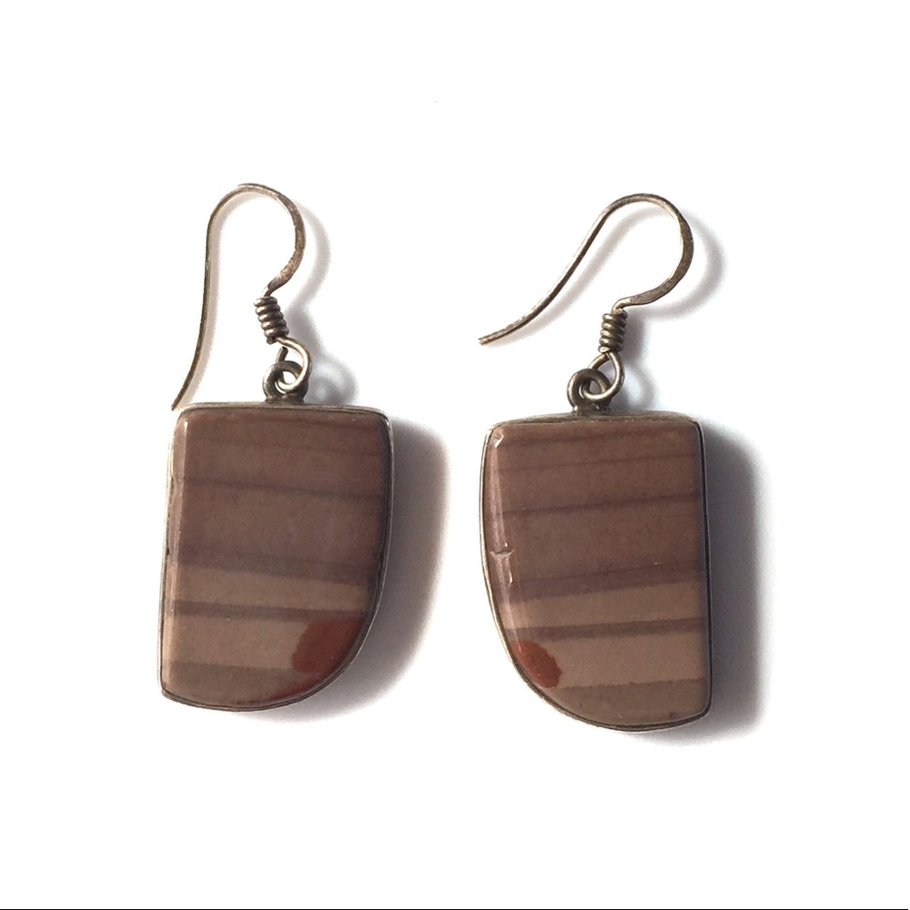 FIRM💲Brown Striped Stone Earrings