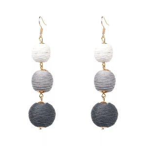 Gray Ombré Thread Ball Statement Earrings