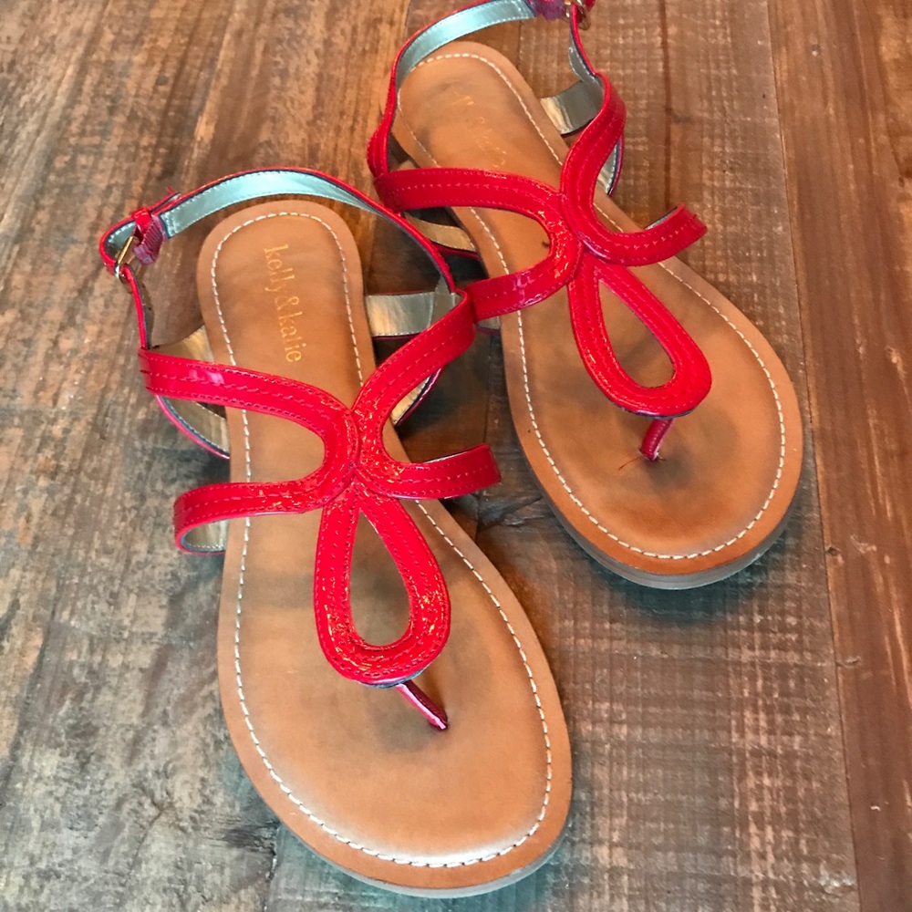 Kelly & Katie red patent vegan leather sandals