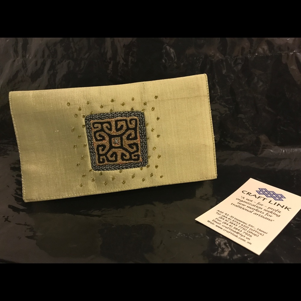 Silk hand-embroidered mini / evening bag/ clutch