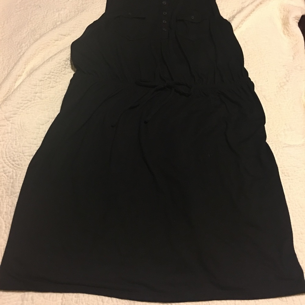 Black knit knee length dress