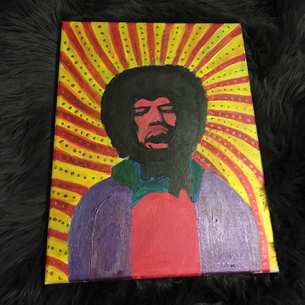 12x12 hand painted Jimi Hendrix