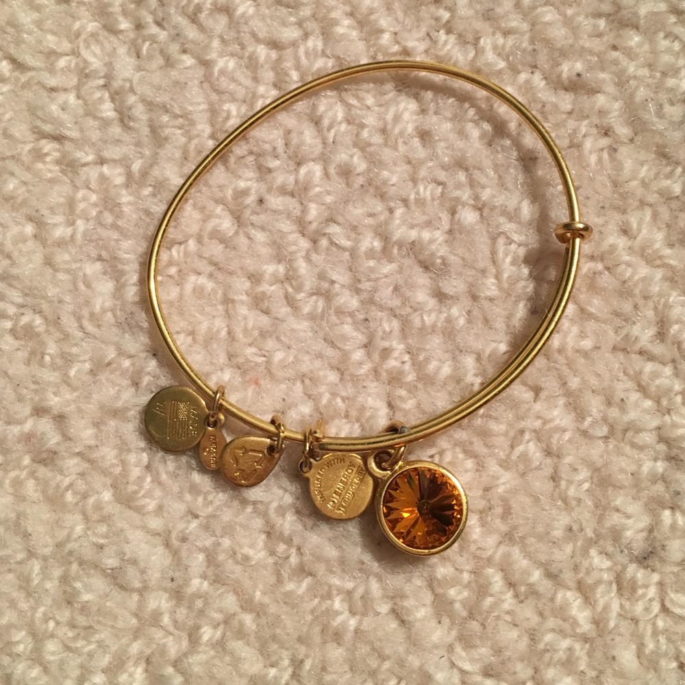 Alex and Ani Topaz Birthstone Gold Bangle Bracelet
