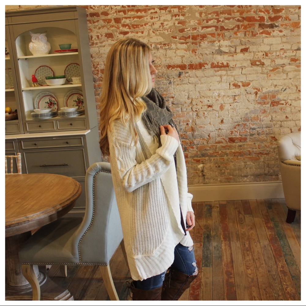 Ivory cable knit cardigan - Picture 3 of 4