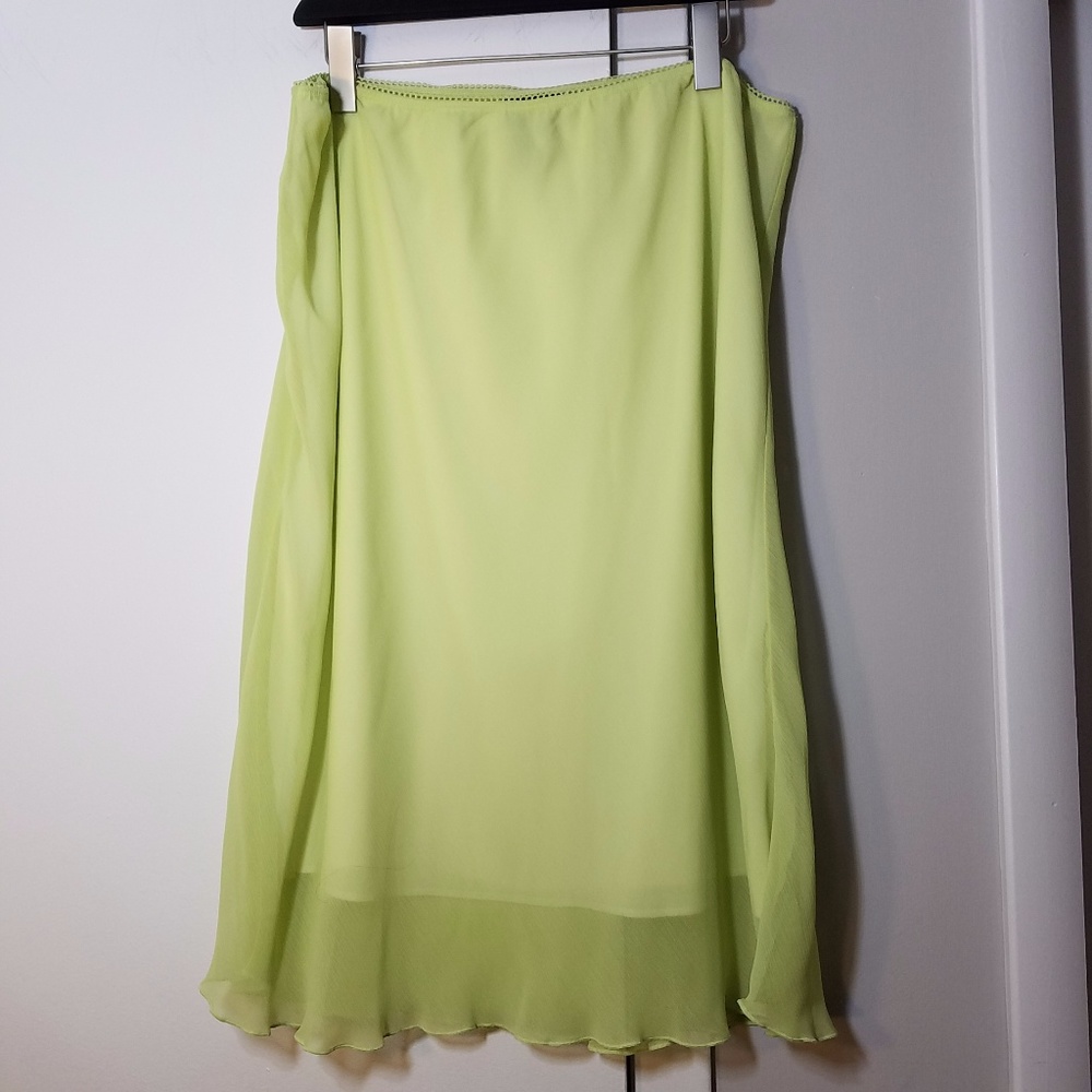 Avenue Pale Lime Chiffon Midi Skirt