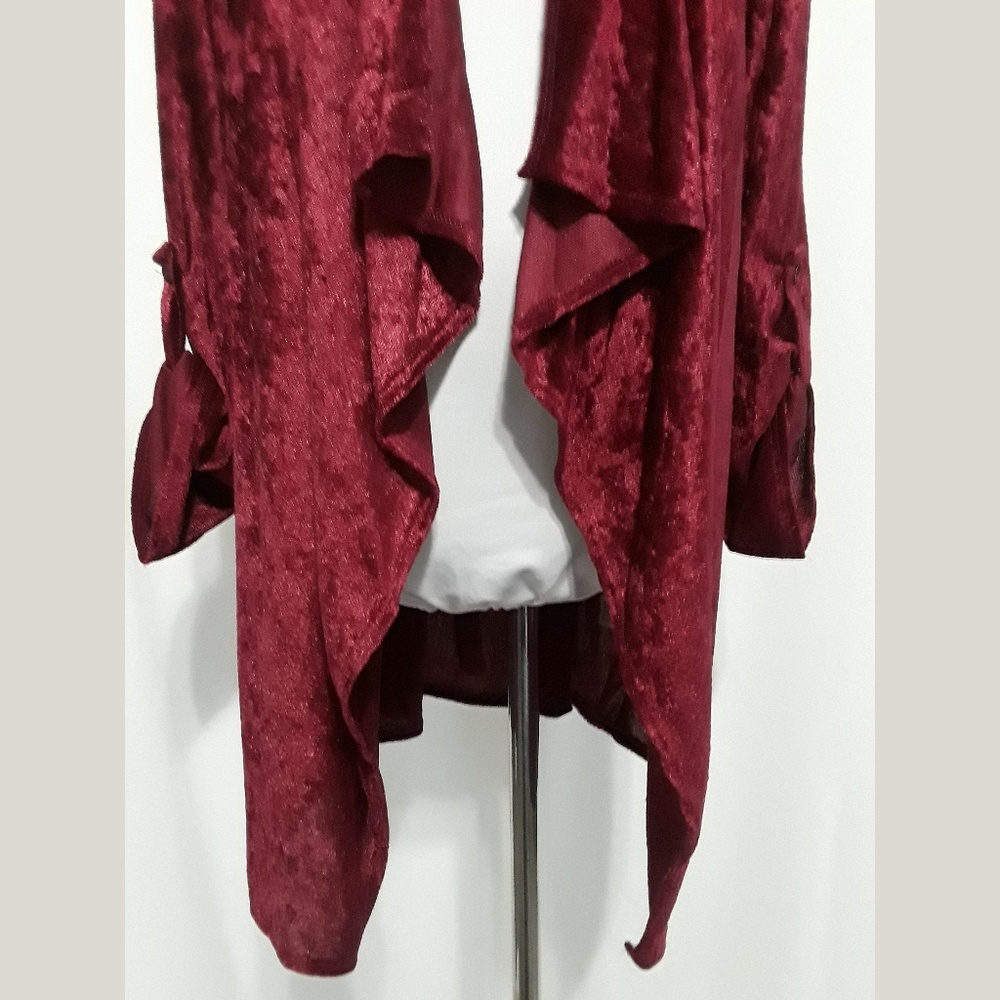 Wine Red Crushed Velvet Jacket - Picture 3 of 8