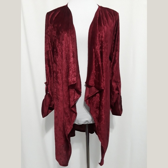 Wine Red Crushed Velvet Jacket - Picture 2 of 8