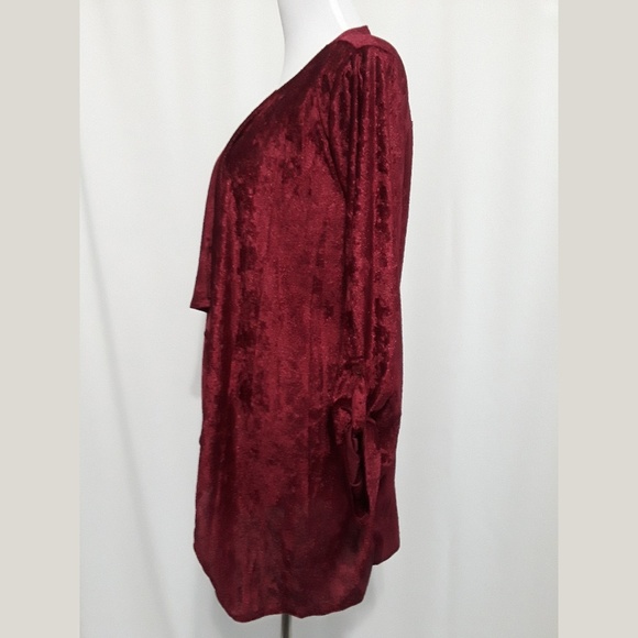 Wine Red Crushed Velvet Jacket - Picture 4 of 8