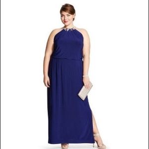 Chiasso brand 2x long navy embellished dress
