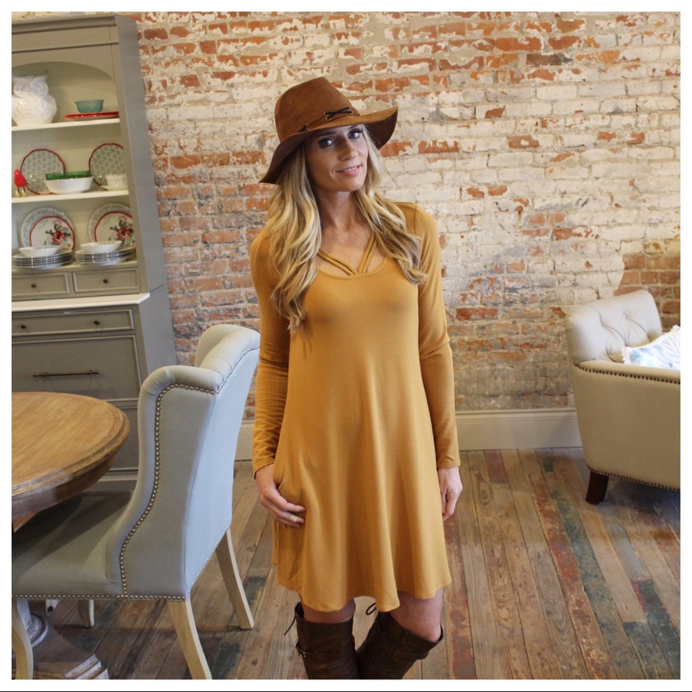 ✨LAST ONE✨Mustard strappy detail long sleeve dress - Picture 3 of 4