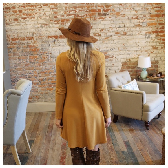 ✨LAST ONE✨Mustard strappy detail long sleeve dress - Picture 4 of 4