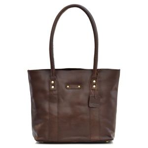 392004 Ladies Tote Bag in Dark Brown Leather