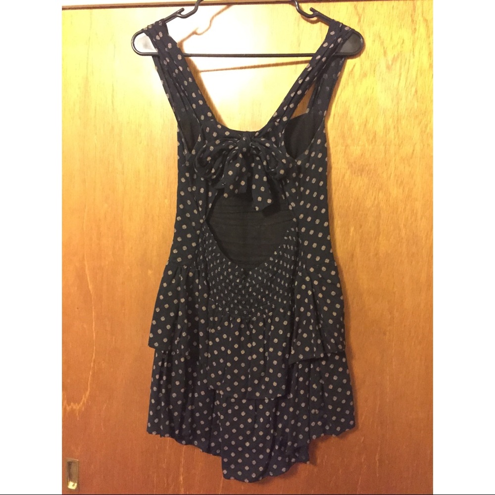 Retro open-back polka dot mini dress