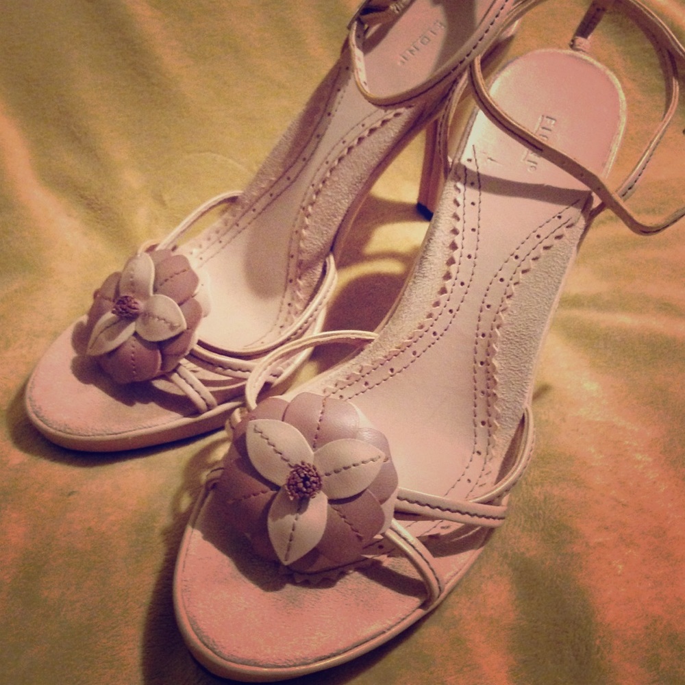 Strappy, light pink heels