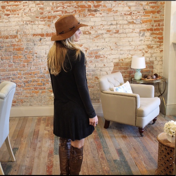 ✨LAST✨Charcoal Vintage Wash Lace Inset Dress - Picture 6 of 6