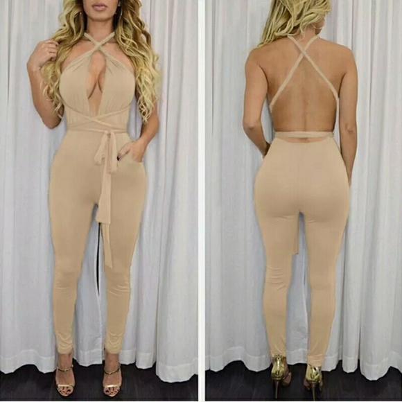 Nude color jumpsuit Clearance