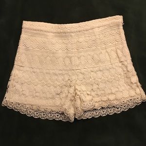 Ivory crochet shorts