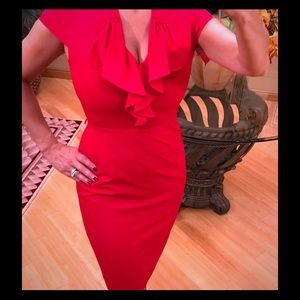 Red fitted sheath dress