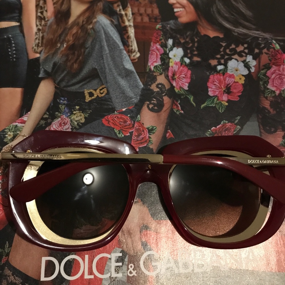 Dolce & Gabbana Burgundy Red Gold Sunnies NWOT - Picture 5 of 5