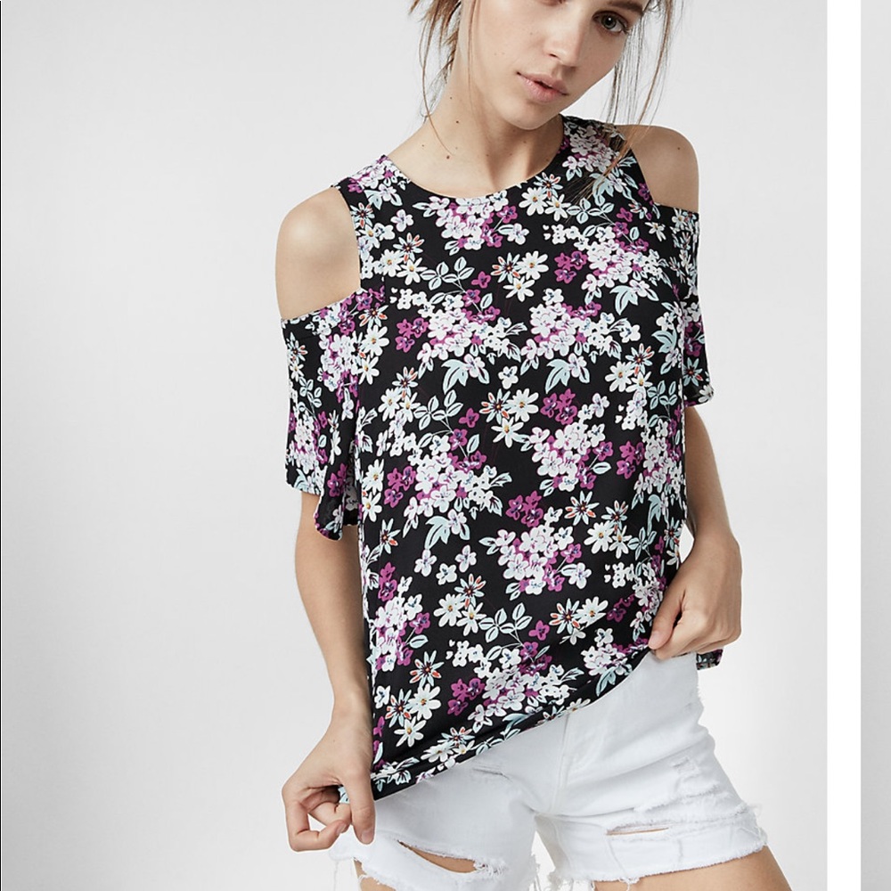 Express Floral Cold Shoulder Blouse