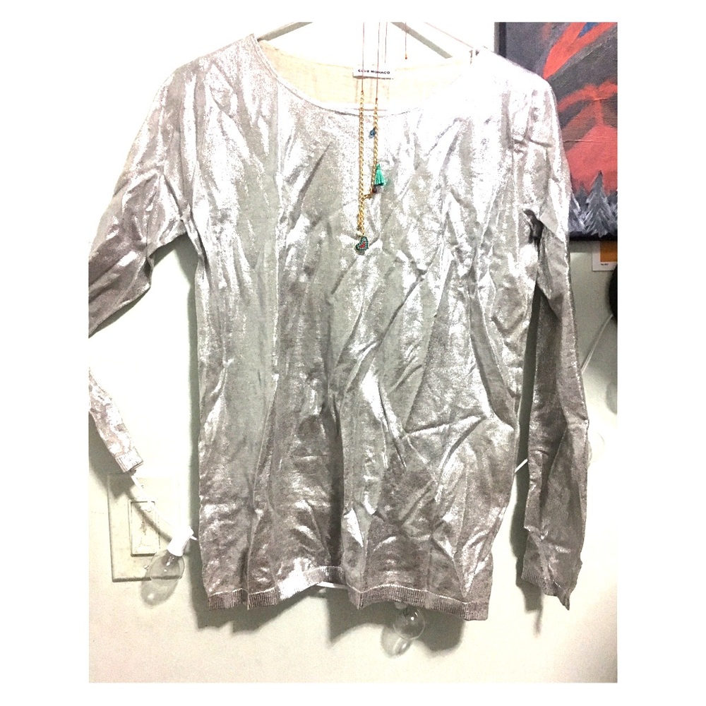 Club Monaco, Silver long sleeve shirt .