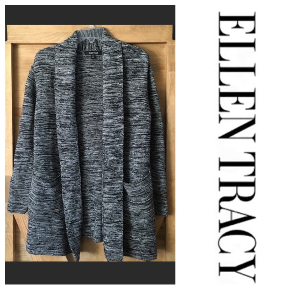 Ellen Tracy multi-black medium knit cardigan