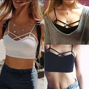 NWT Black Crop Top Padded Bra Bralette OS