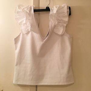 Zara Ruffle Shoulder Sleeveless V Top