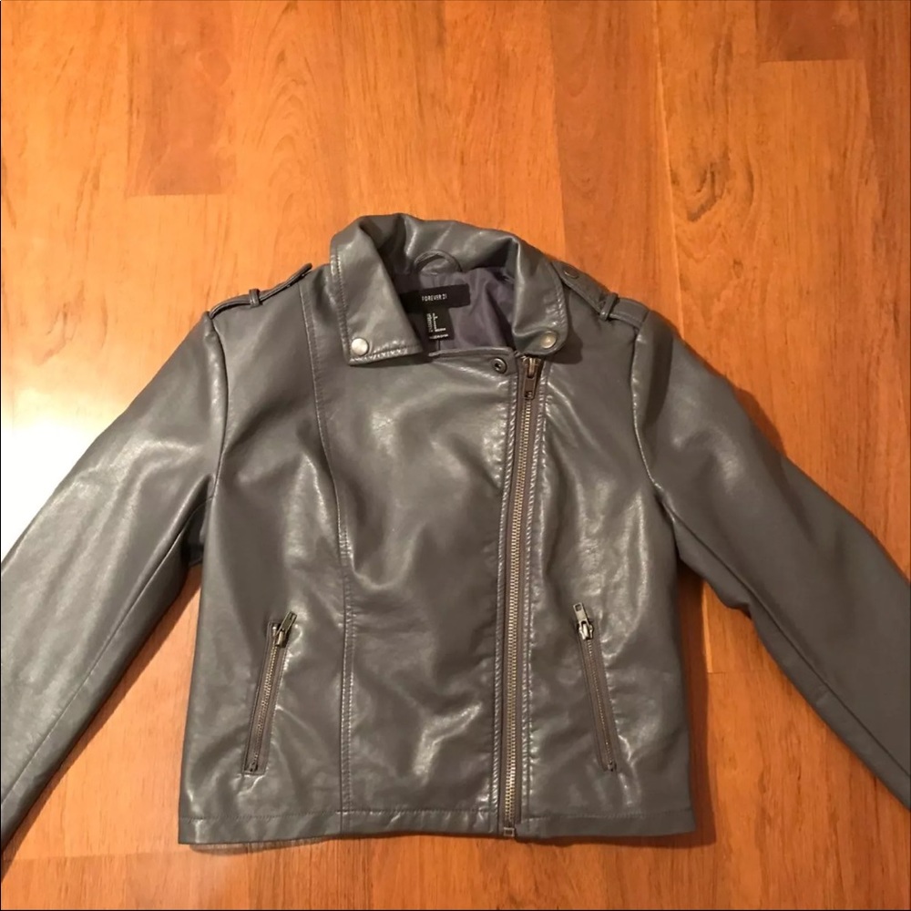 Forever 21 Grey Leather Jacket