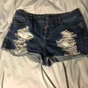 Ripped jean shorts