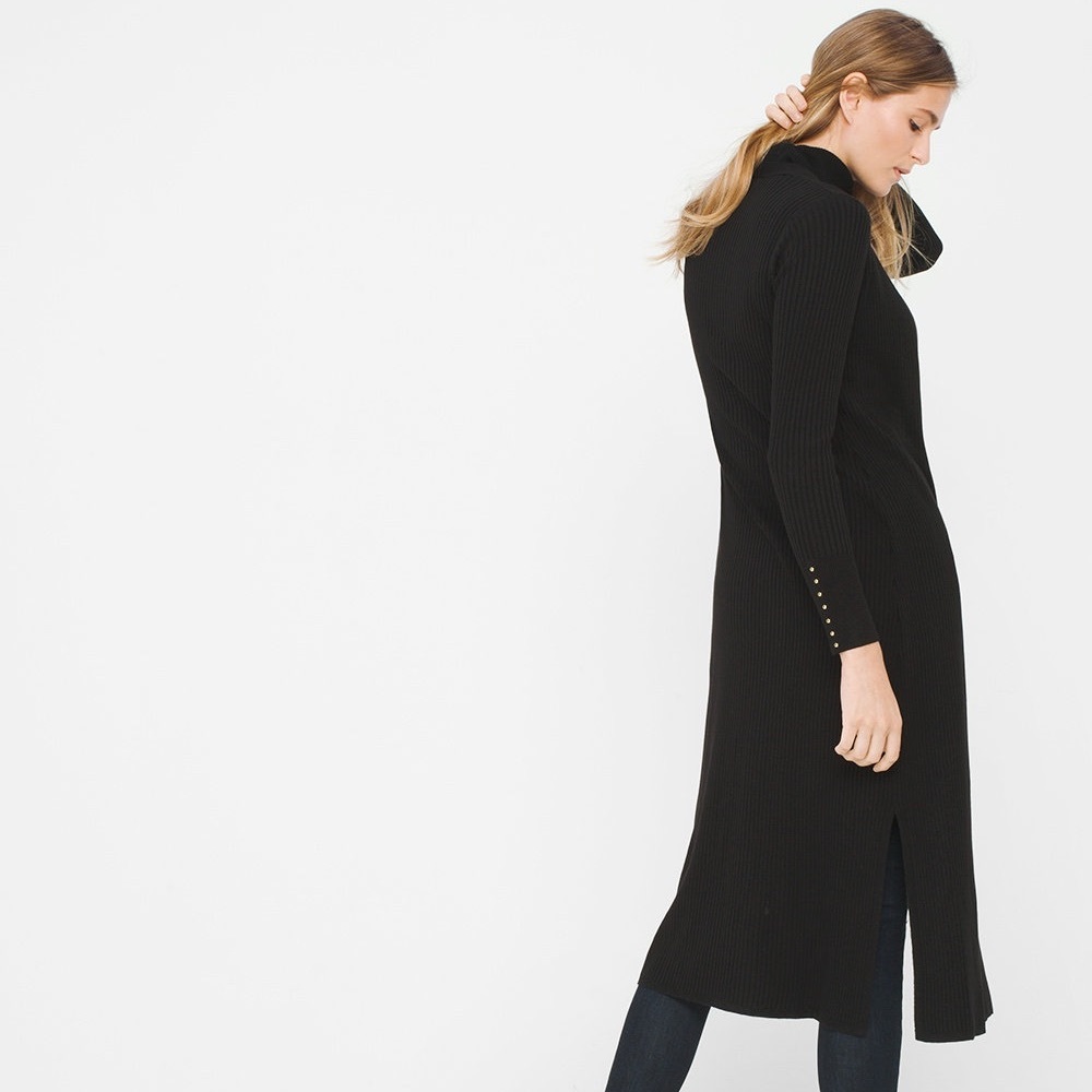 Long Black Duster with Gold Details