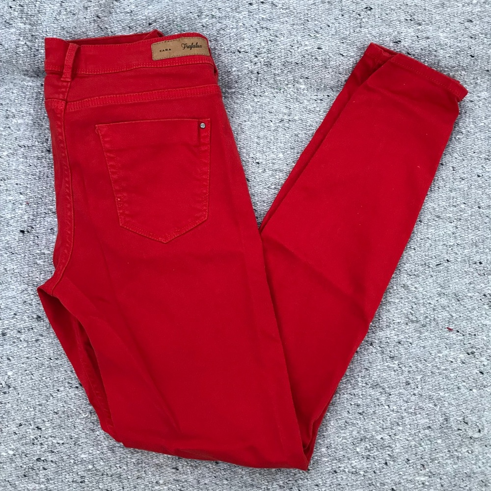 Zara red skinny jeans