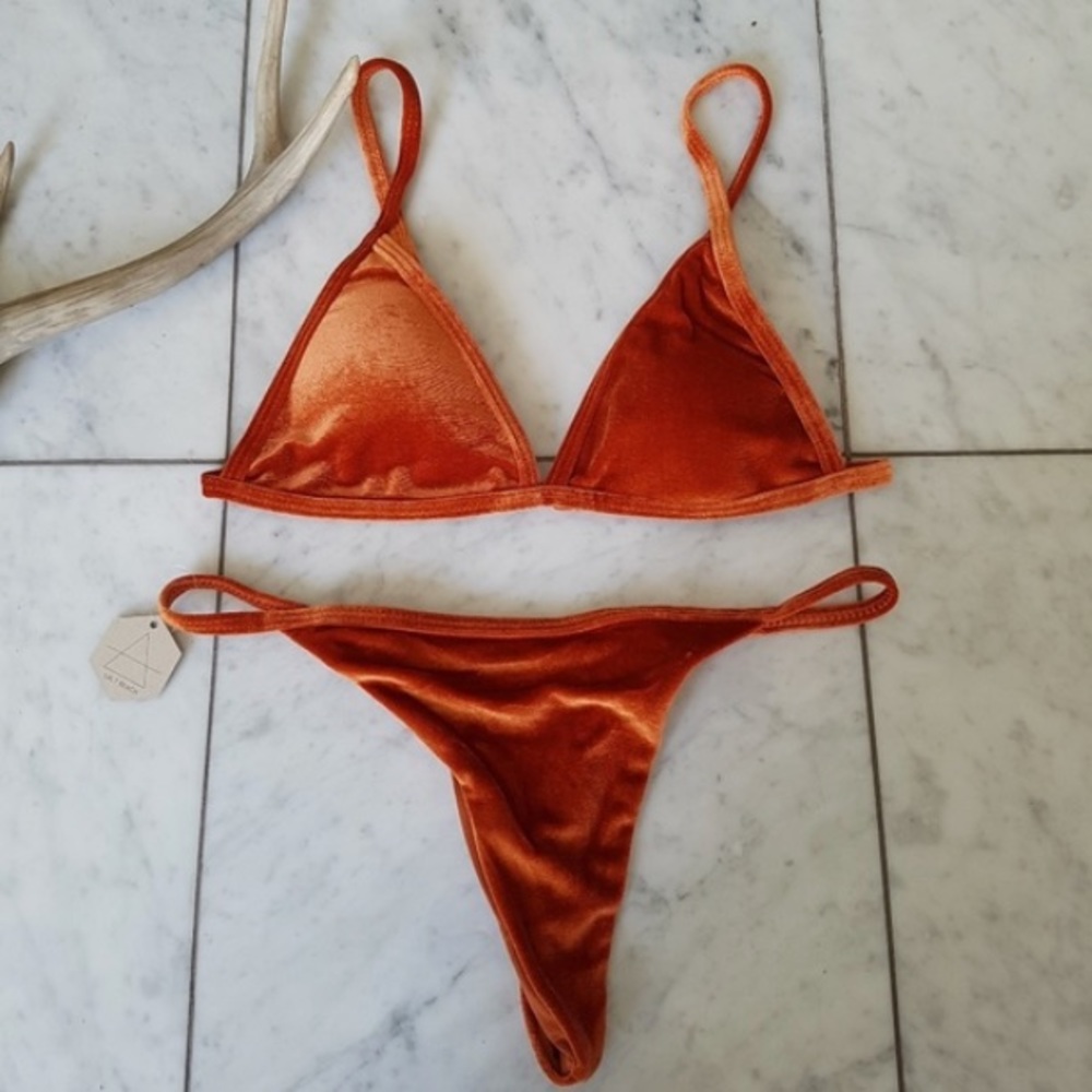 New Orange Velvet Bikini