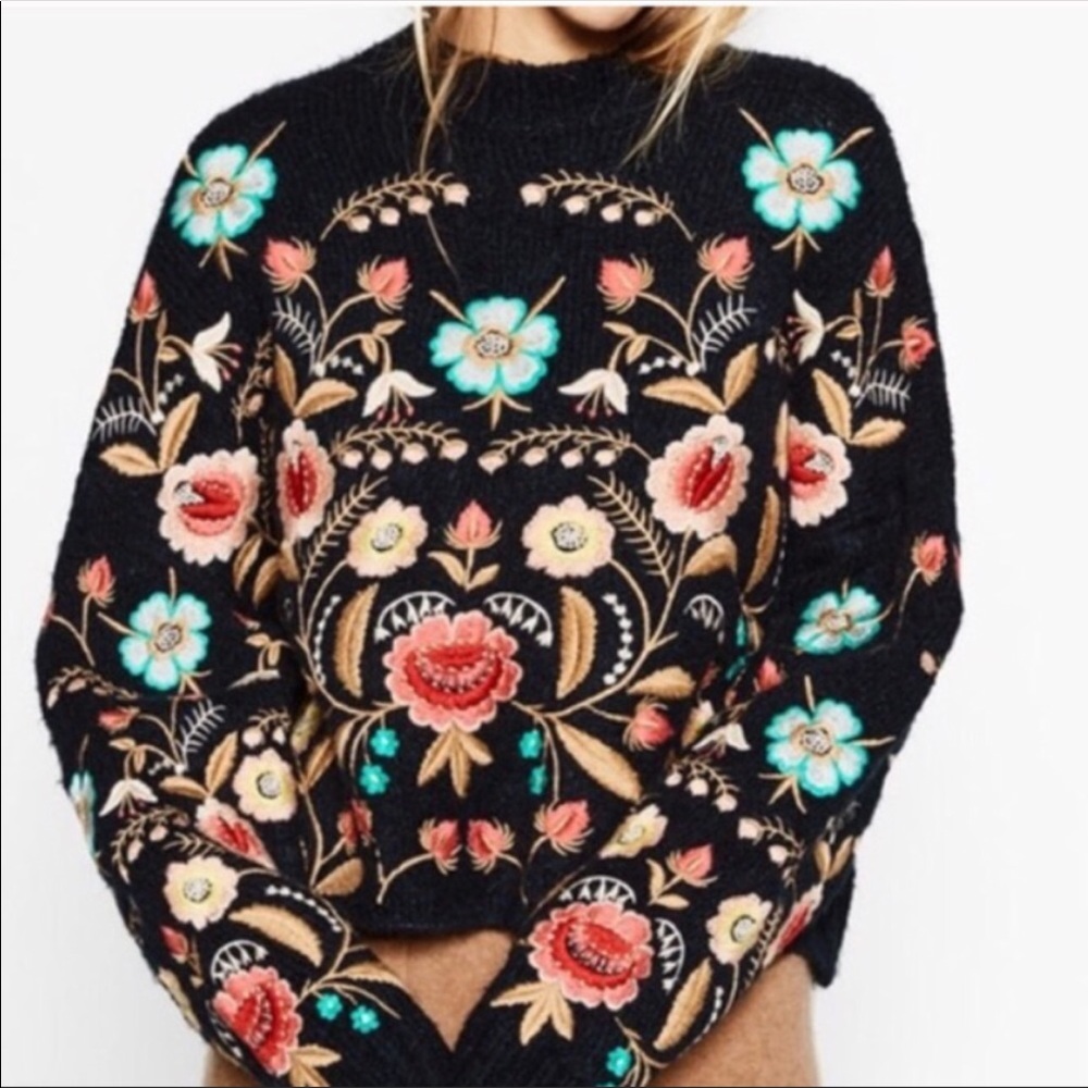 Zara embroidered sweater