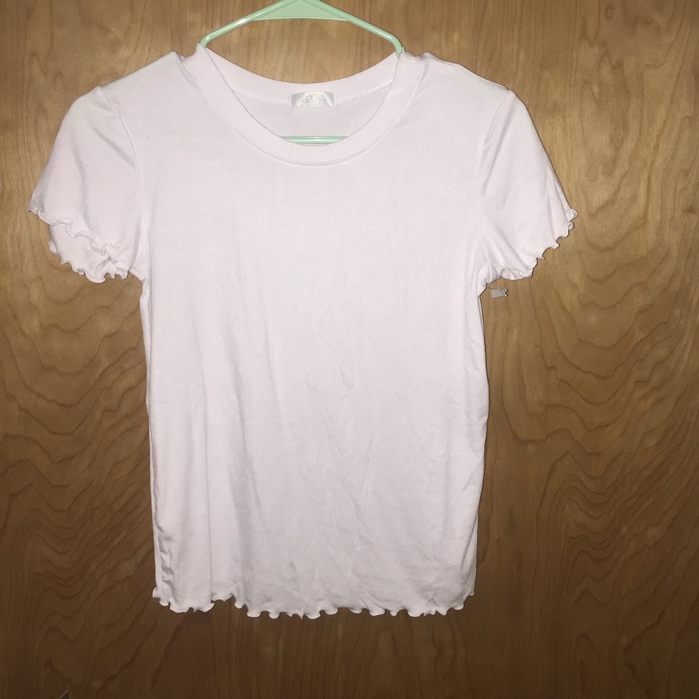 White ruffle T shirt top